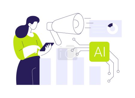 AI-Powered Predictive Marketing Insights abstract concept vector illustration. Marketing and Advertising. Analyze data and predict future trends, decision-making AI Technology abstract metaphor.