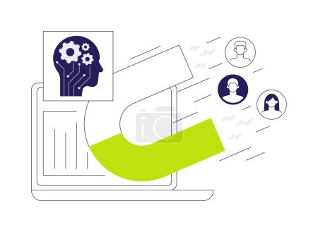 KI-Enhanced Automated Customer Engagement abstrakte Konzeptvektorillustration. Marketing und Werbung. Kundeninteraktionen mit Chatbots und sozialen Medien. KI-Technologie. abstrakte Metapher.