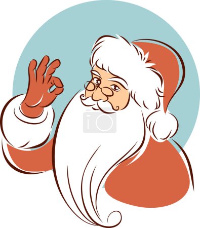 Foto de Retrato de Santa Claus. Personaje clásico de Navidad en estilo retro. Dibujo vectorial lineal dibujado a mano - Imagen libre de derechos