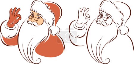 Foto de Retrato de Santa Claus. Personaje clásico de Navidad en estilo retro. Dibujo vectorial lineal dibujado a mano - Imagen libre de derechos