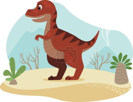 Foto de Tyrannosaurus Rex Dinosaur Vector Illustration. T-rex personaje de estilo de dibujos animados dino - Imagen libre de derechos