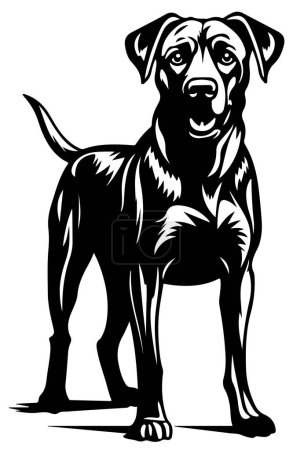 Ilustración de Perro blanco y negro silueta de dos colores. Plantilla para grabado láser o plantilla. Ilustración vectorial - Imagen libre de derechos