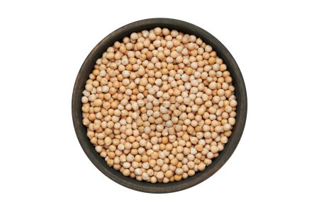 Photo for Raw chickpeas in bowl. Chickpeas in bowl, isolated on white, top view. - Royalty Free Image