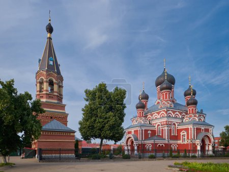 Photo for Old ancient orthodox Cathedral of the Resurrection of Christ and bell tower in Borisov, Minsk region, Belarus. - Royalty Free Image
