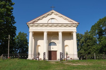 Photo for The old ancient catholic church of St Thaddeus in Vishnevo, Smorgon district, Grodno region, Belarus. - Royalty Free Image