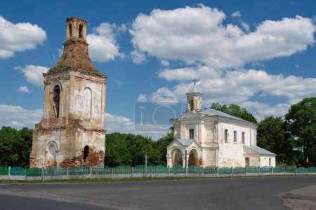 Photo for Old ancient catholic church of St Peter and Paul in Novodevyatkovichi, Slonim district, Grodno region, Belarus. - Royalty Free Image