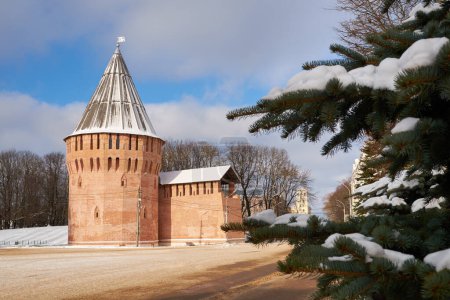 Photo for Old medieval Gromovaya tower of the Smolensk Kremlin. Smolensk, Russia. - Royalty Free Image