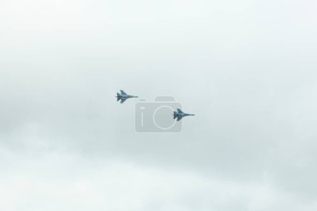 Photo for Ukrainian Air Force Su-27planes in the sky. Ukraine's war with Russia. High resolution photo. Full depth of field. - Royalty Free Image