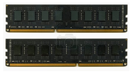 Photo for Desktop computer memory. DIMM DDR4 memory modules. Parts for assemble PC isolated on white - Royalty Free Image