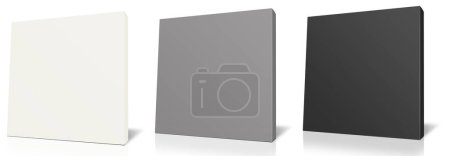 Téléchargez les photos : Modèle d'enveloppes en toile blanche, grise et noire pour les mises en page et le design de la présentation. rendu 3D. Image générée numériquement. Isolé sur fond blanc. - en image libre de droit