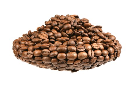 Foto de Placa de café hecha de granos de café tostados. Los granos de café se pegan en la forma de una taza. Foto de alta resolución. Profundidad total del campo. - Imagen libre de derechos