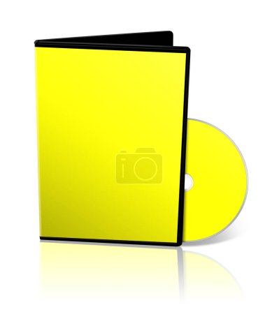 DVD box blank template yellow for presentation layouts and design. 3D rendering. Digitally Generated Image. Isolated on white background.