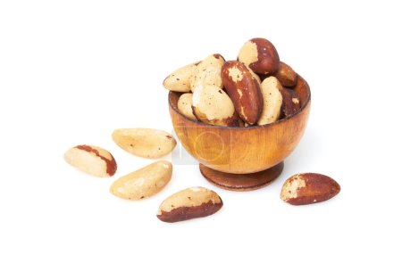 Bertholletia brazil nuts in bowl isolated on a white background