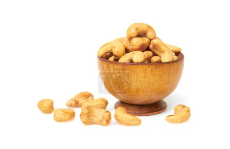 Photo for Cashew nuts in bowl isolated on a white background - Royalty Free Image