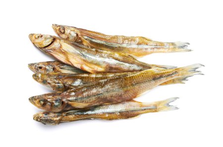 Photo for Dried smelt fish isolated on a white background - Royalty Free Image