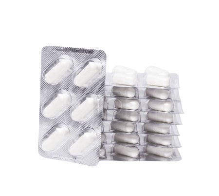 Photo for Pills in a blister isolated on a white background - Royalty Free Image