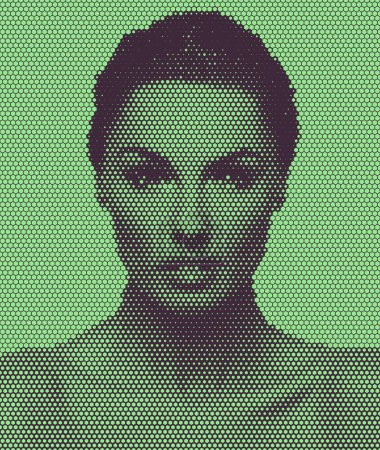 Illustration for Portrait of woman from vector hexagons - Royalty Free Image