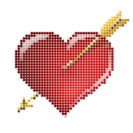 Illustration for Red heart with an arrow from vector circles - Royalty Free Image