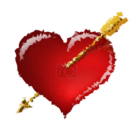 Foto de Corazón rojo con flechas de polígono vectorial - Imagen libre de derechos