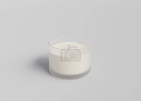 Photo for Frosted glass candle jar on gray background 3D render mockup, container candle design-ready template - Royalty Free Image