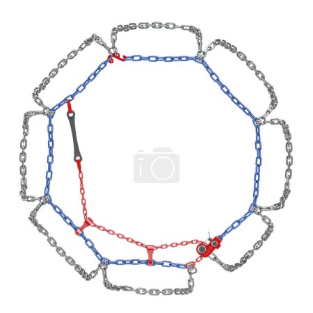 Photo for Winter tire and snow chain for car wheel solated on white background. 3d illustration - Royalty Free Image