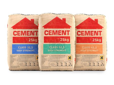 Photo for Cement bags o sacks isolated on white. 3d illustration - Royalty Free Image
