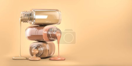 Photo for Bottles of makeup foundation of different colors. 3d illustration - Royalty Free Image