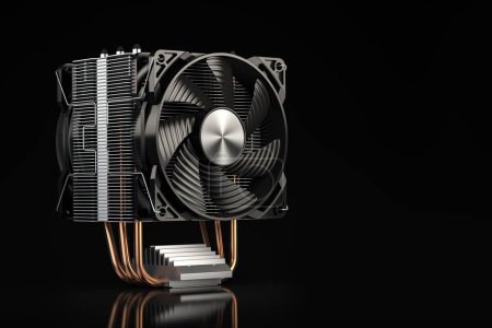 Photo for CPU cooler with heatpipes on black background. 3d illustration - Royalty Free Image