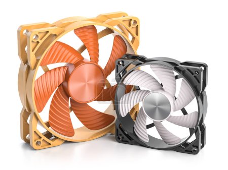 Photo for PC or CPU cooler fan isolated on white background. 3d illustration - Royalty Free Image