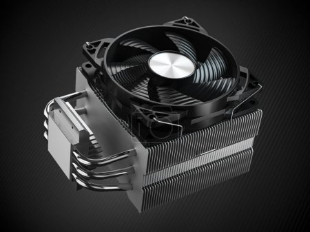 Photo for CPU cooler with heatpipes on black background. 3d illustration - Royalty Free Image