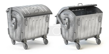 Photo for Metal garbage contaner or refuse trash bin isolated on white. 3d illustration - Royalty Free Image