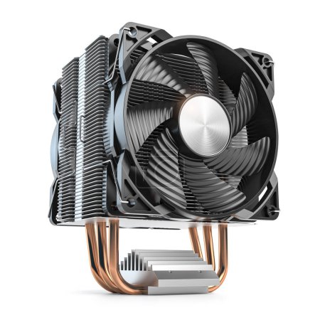 Photo for CPU cooler with heatpipes isolated on white background. 3d illustration - Royalty Free Image