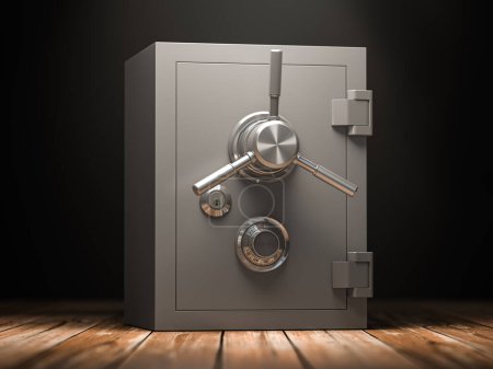 Photo for Bank vault safe in dark rooom.. Security and protection. 3d illustration - Royalty Free Image