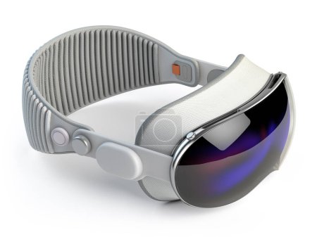 Foto de Auriculares VR de realidad virtual aislados sobre fondo blanco. ilustración 3d - Imagen libre de derechos