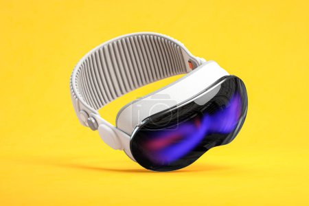 Photo for Virtual reality VR headset on  yellow background. 3d illustration - Royalty Free Image