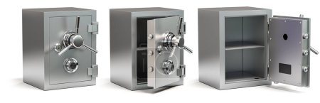 Photo for Empty open bank vault safe isolated on white. Security and protection. 3d illustration - Royalty Free Image