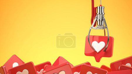 Photo for Claw machine full of likes. Social media concept. 3d illustration - Royalty Free Image