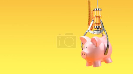 Photo for Claw machine with a piggy bank. Success, win or choosing an economical lifestyle - Royalty Free Image
