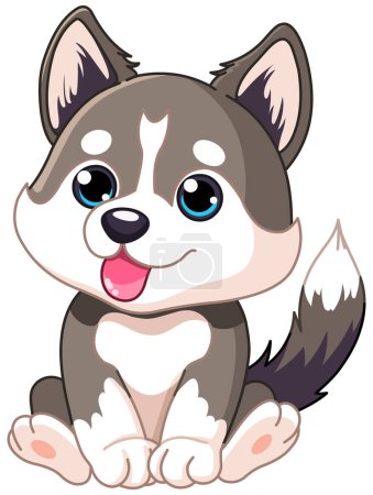 Illustration for Siberian husky puppy dog with tongue out sitting - Royalty Free Image
