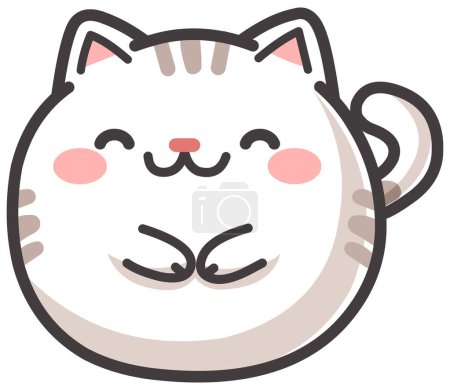 Tubby white cat in a kawaii style