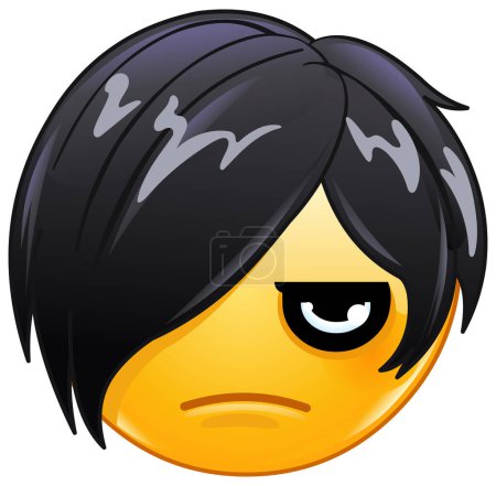 émoticône emoji Emo avec les cheveux foncés et les yeux