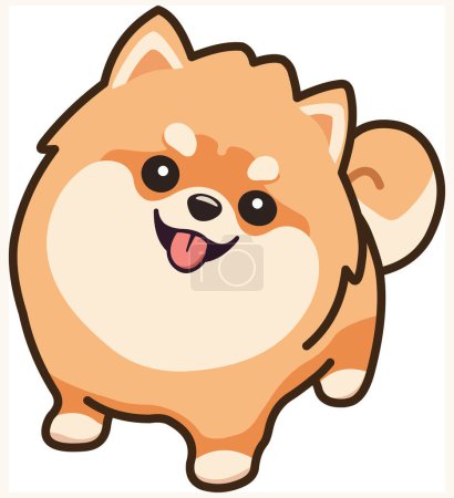 Illustration for Cute Pomeranian dog showing tongue out - Royalty Free Image