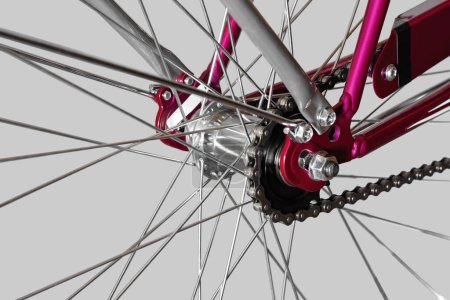 Photo for Bicycle rear hub. Close-up. Isolated on light gray background. - Royalty Free Image