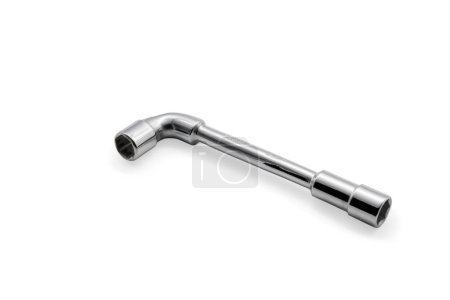 Photo for Socket wrench double ended. Close-up. Isolated on white background. - Royalty Free Image