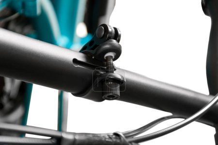 Folding bicycle handlebars. Close-up. Isolated on white background.