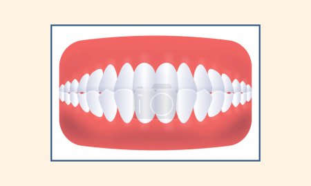 Illustration for Underbite Teeth Jaw Icon Over Yellow Background. - Royalty Free Image