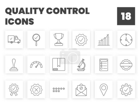 Illustration for Lineal Illustration Of Quality Control 18 Icon Set. - Royalty Free Image