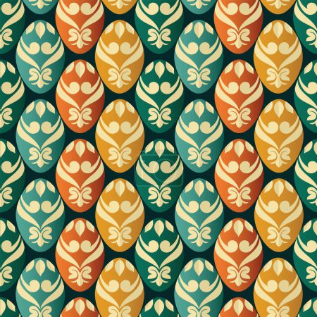 Illustration for Colorful Ethnic Easter Eggs Seamless Background. - Royalty Free Image