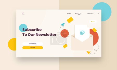 Illustration for Subscribe To Newsletter Based Landing Page or Hero Image With Open Envelope. - Royalty Free Image