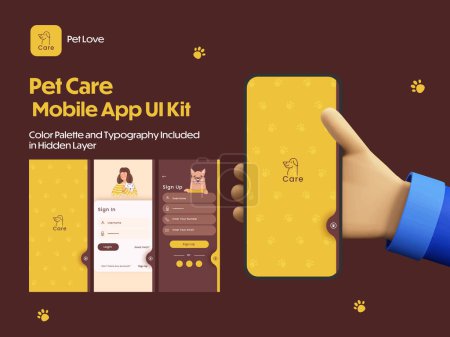 Illustration for Pet Care App UI Kit Including Sign In, Sign Up Screens for Mobile Application or Responsive Website. - Royalty Free Image